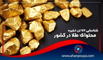 شناسایی ۷۲ تن ذخیره محتوای طلا در کشور