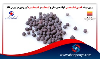 اولین عرضه آهن اسفنجی فولاد خوزستان و گندله و کنسانتره گهر زمین در بورس کالا