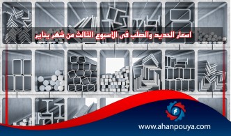 اسعار الحديد والصلب فى الاسبوع الثالث من شهر يناير