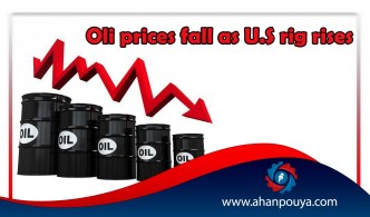 Oil prices fall as U.S. rig rises